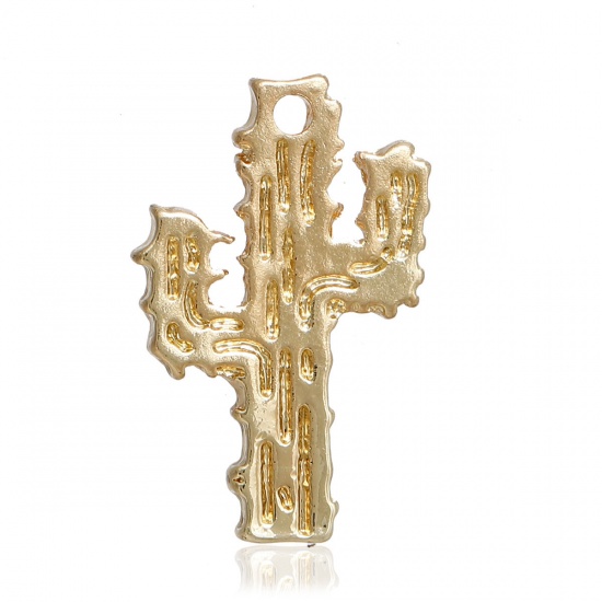 Picture of Zinc Based Alloy Charms Cactus Gold Plated 20mm( 6/8") x 13mm( 4/8"), 10 PCs