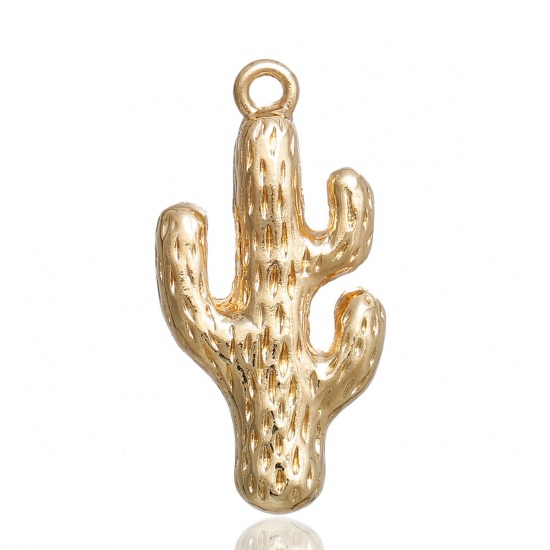 Picture of Zinc Based Alloy Charms Cactus Gold Plated 26mm(1") x 13mm( 4/8"), 5 PCs