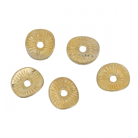 Picture of Zinc Based Alloy Wavy Spacer Beads Gold Plated 9mm x 8mm, Hole: Approx 1.7mm, 200 PCs