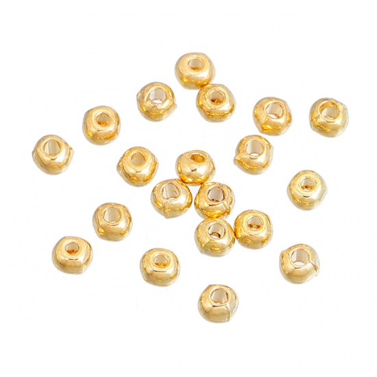 Picture of Zinc Based Alloy Seed Beads Round Gold Plated About 3mm Dia, Hole: Approx 1.3mm, 500 PCs