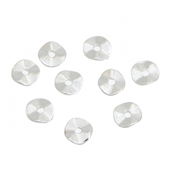 Picture of Zinc Based Alloy Wavy Spacer Beads Silver Plated Round About 6mm Dia, Hole: Approx 1.5mm, 50 PCs