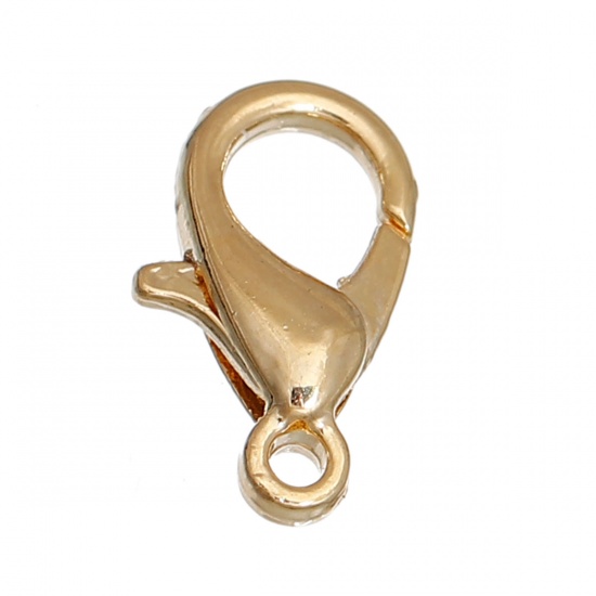 Picture of Zinc Based Alloy Lobster Clasp Findings 14K Real Gold Plated 12mm x 7mm, 10 PCs