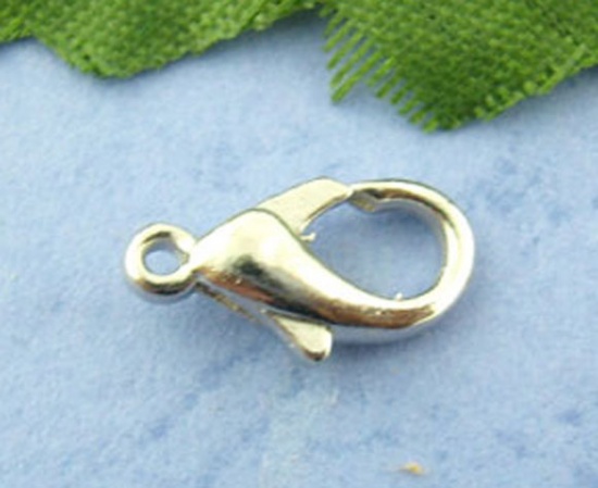 Picture of Zinc Based Alloy Lobster Clasps Silver Tone 12mm x 6mm, 100 PCs