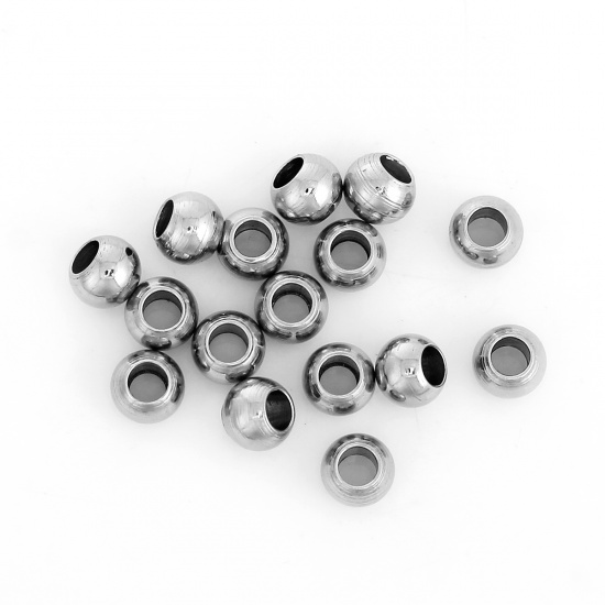 Bild von 304 Edelstahl Zwischenperlen Spacer Perlen Trommel Silberfarbe ca. 5mm D., Loch:ca. 3.2mm, 20 Stück