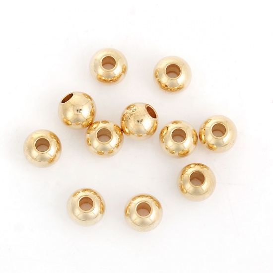 Bild von 304 Edelstahl Zwischenperlen Spacer Perlen Rund Vergoldet ca. 5mm D., Loch:ca. 2.2mm, 5 Stück
