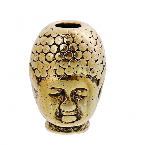Picture of Zinc Based Alloy 3D Metal Beads Gold Tone Antique Gold Buddha Statue 13mm x 9mm, 20 PCs