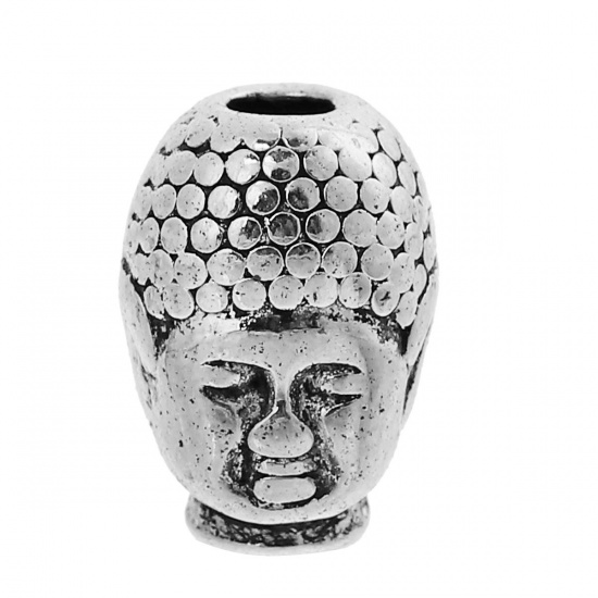 Picture of Zinc Based Alloy 3D Metal Beads Antique Silver Buddha Statue 13mm x 9mm, 20 PCs