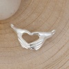 Изображение Медь Коннекторы фурнитуры Рука Посеребренный Сердце С узором 21мм x 12мм, 2 ШТ