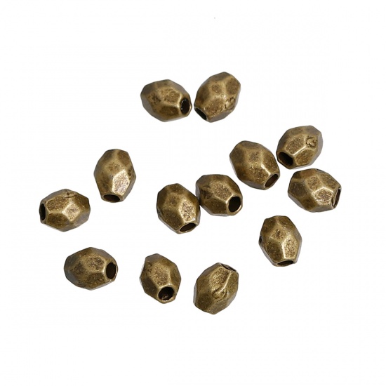 Immagine di Lega di Zinco Separatori Perline Tamburo Bronzo Antico Circa 4mm x 3mm, Foro:Circa 1.4mm, 500 Pz