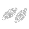 Picture of Iron Based Alloy Embellishments Oval Silver Tone Filigree Carved 80mm(3 1/8") x 35mm(1 3/8"), 30 PCs