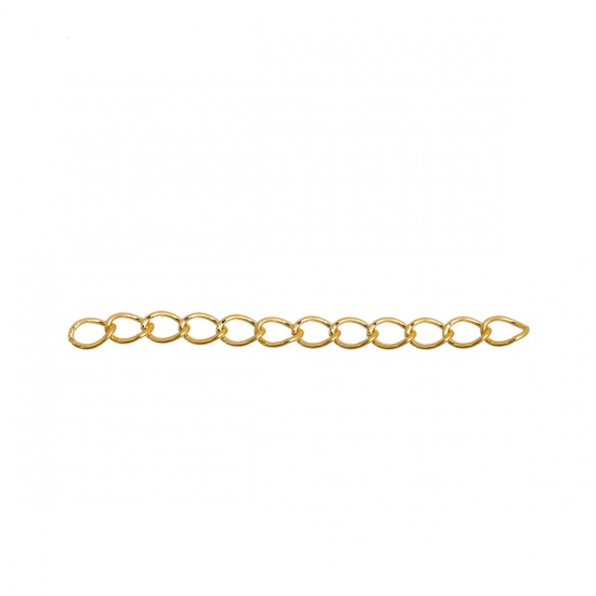 Picture of Iron Based Alloy Extender Chain For Jewelry Necklace Bracelet Gold Plated 5cm(2") long, 5x4mm( 2/8" x 1/8"), 200 PCs