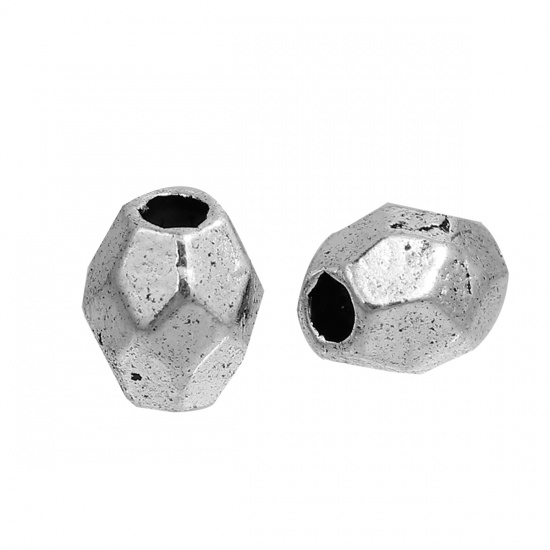 Picture of Zinc Based Alloy Spacer Beads Drum Antique Silver Faceted 4mm x3.5mm, Hole: Approx 1mm, 300 PCs