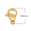 Picture of Stainless Steel Lobster Clasp Findings Gold Plated 10mm( 3/8") x 6mm( 2/8"), 5 PCs