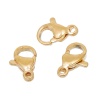 Picture of Stainless Steel Lobster Clasp Findings Gold Plated 10mm( 3/8") x 6mm( 2/8"), 5 PCs