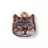 Picture of Zinc Based Alloy Charms Cat Animal Gold Plated Brown 13mm( 4/8") x 13mm( 4/8"), 10 PCs