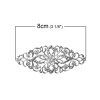 Picture of Iron Based Alloy Embellishments Leaf Silver Tone Filigree Carved 80mm(3 1/8") x 35mm(1 3/8"), 20 PCs