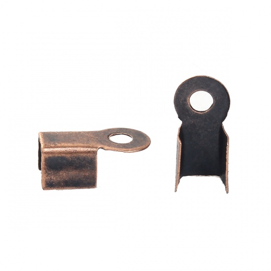 Picture of Iron Based Alloy Cord End Caps Rectangle Antique Copper (Fits 3mm Cord) 8mm x 4mm, 1000 PCs