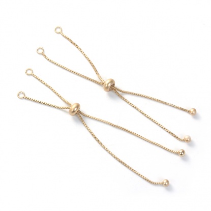 Picture of Copper Slider/Slide Extender Chain For Jewelry Necklace Bracelet Matt Gold Adjustable 95mm(3 6/8") long, 2 PCs