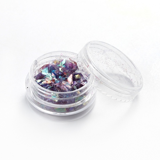 Picture of Resin Jewelry DIY Making Craft Pearl Shell Laminate Paper Glitter Fragments Purple 30mm(1 1/8") Dia., 1 Piece