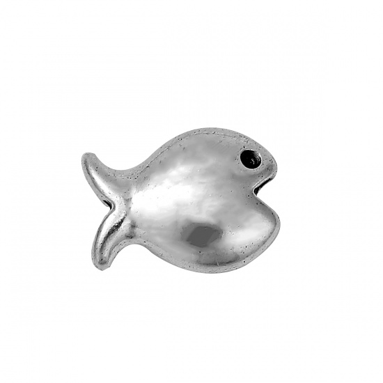 Picture of Zinc Based Alloy Beads Fish Animal Antique Silver 16mm x 12mm, Hole: Approx 2.2mm, 20 PCs