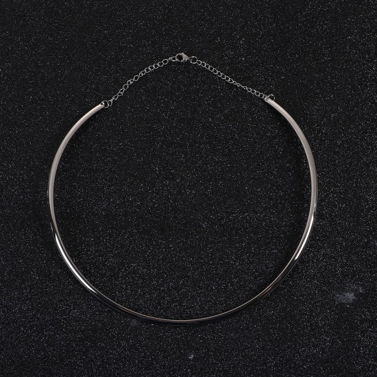 Bild von 304 Edelstahl Choker Halskette Silberfarbe U-Form 48cm lang, 1 Stück
