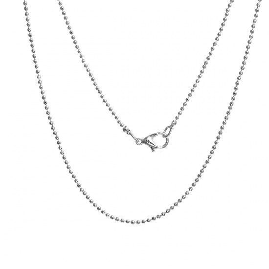 Bild von Eisenlegierung Kugelkette Kette Halskette Versilbert 60cm lang, Kettegröße: 1.5mm, 5 Strange