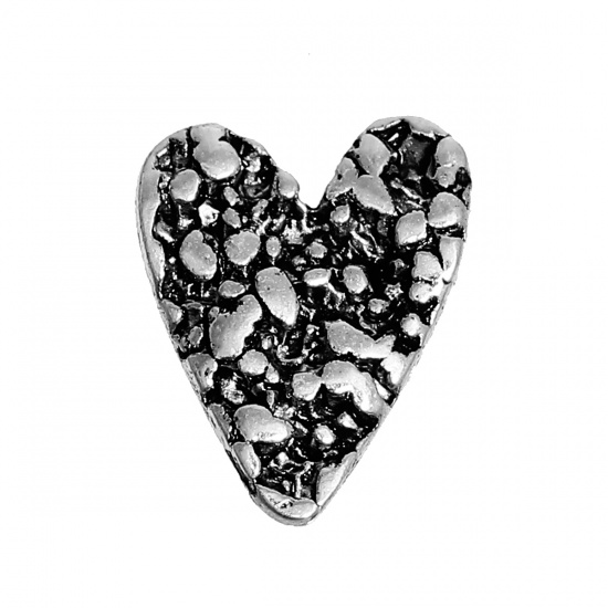Picture of Zinc Based Alloy Embellishments Heart Antique Silver 10mm( 3/8") x 8mm( 3/8"), 50 PCs