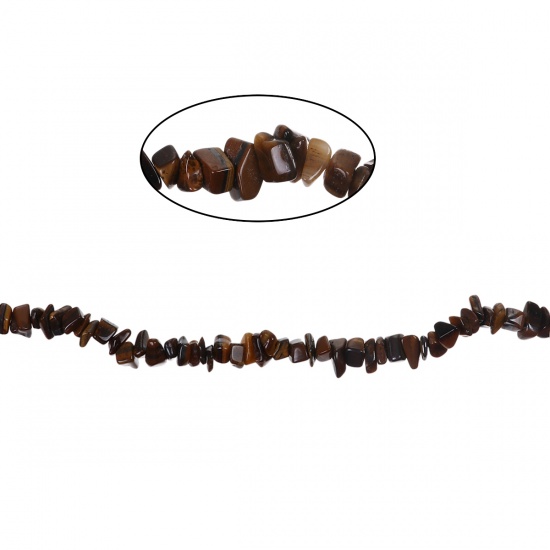 Bild von (Klasse B) Tigerauge ( Natur) Halbedelstein Perlen Unregelmäßig Kaffeebraun ca. 9mm x 6mm - 5mm x4mm, Loch: 0.6mm, 90cm lang, 1 Strang