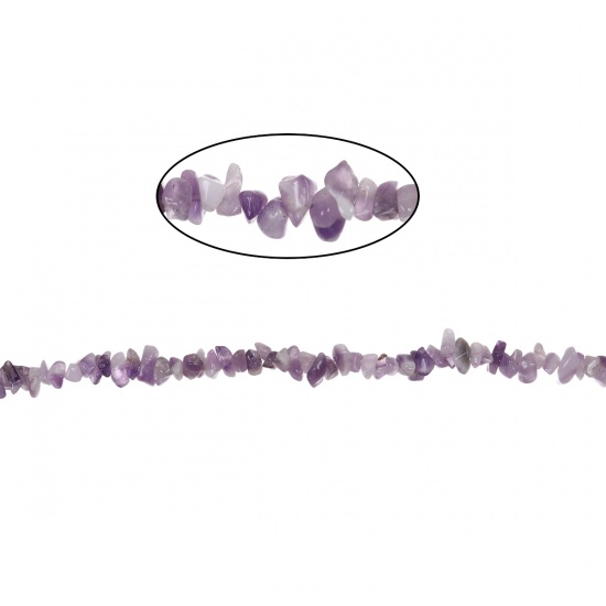 Bild von Februar Geburtsstein - Amethyst (natürlich) Edelstein Lose Chip Perlen Unregelmäßig lila Ungefähr 11 mm x 6 mm (3/8 "x 2/8") - 6 mm x 4 mm (2/8 "x 1/8"), Loch: Ca. 0,6 mm, 92 cm ( 36 2/8 ") lang, 1 Strang