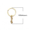 Picture of Iron Based Alloy Keychain & Keyring Round Gold Plated 66mm x 32mm, 10 PCs