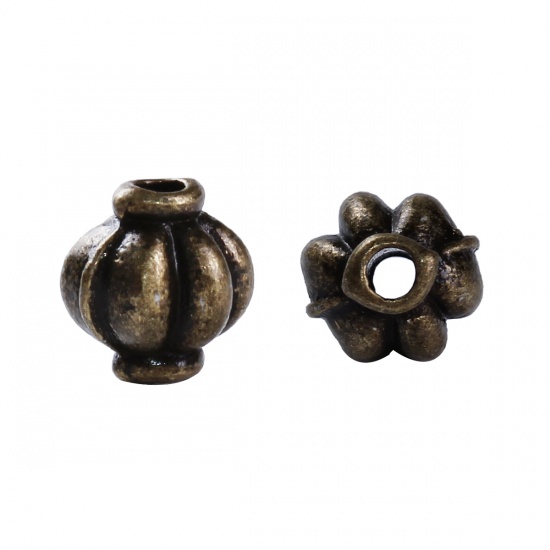 Picture of Zinc Based Alloy 3D Spacer Beads Lantern Antique Bronze 6mm x 6mm, Hole: Approx 1.3mm, 200 PCs