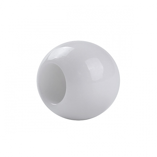 Picture of CCB Plastic European Style Large Hole Charm Beads Round White About 10mm( 3/8") Dia, Hole: Approx 4.7mm, 200 PCs