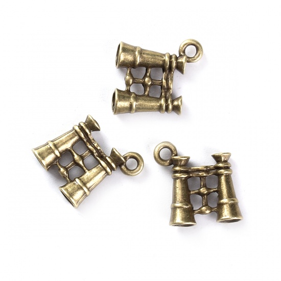 Picture of Zinc Based Alloy Charms Travel Binocular Antique Bronze 15mm( 5/8") x 13mm( 4/8"), 20 PCs