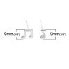 Picture of Music Ear Post Stud Earrings Silver Tone Musical Note 9mm( 3/8") x 9mm( 3/8"), Post/ Wire Size: (21 gauge), 1 Pair