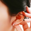 Picture of Music Ear Post Stud Earrings Silver Tone Musical Note 9mm( 3/8") x 9mm( 3/8"), Post/ Wire Size: (21 gauge), 1 Pair