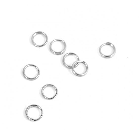 Picture of 304 Stainless Steel Double Split Jump Rings Findings Round Silver Tone 5mm Dia., 1000 PCs