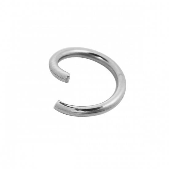 Picture of 304 Stainless Steel Opened Jump Rings Findings Round Silver Tone 7mm( 2/8") Dia., 500 PCs