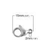 Immagine di 304 Acciaio Inossidabile Fibbia Aragosta Tono Argento 15mm x 9mm, 200 Pz