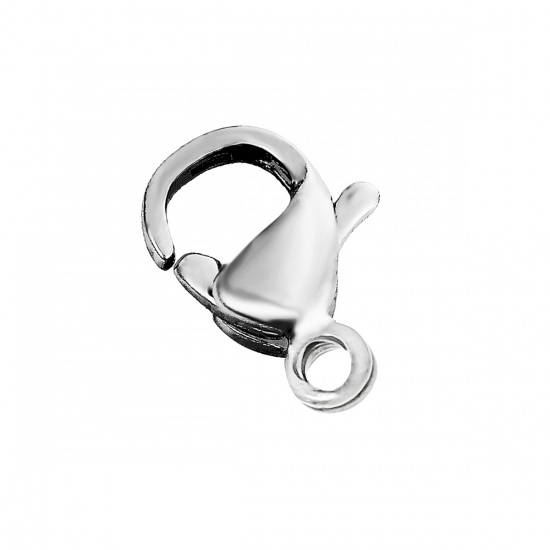 Picture of 304 Stainless Steel Lobster Clasp Findings Silver Tone 19mm( 6/8") x 12mm( 4/8"), 5 PCs