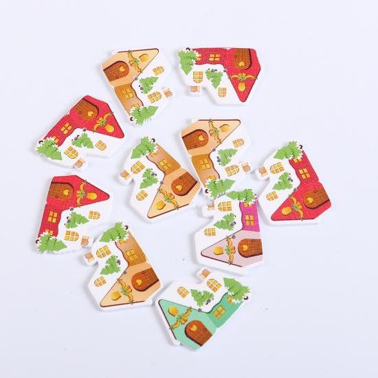 Immagine di Tre-Laminati Bottone da Cucire Scrapbook Due Fori Casa A Random 35mm x 25mm, 50 Pz
