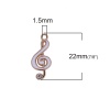 Picture of Zinc Based Alloy Music Charms Musical Note Gold Plated White Clear Rhinestone Enamel 22mm( 7/8") x 10mm( 3/8"), 20 PCs