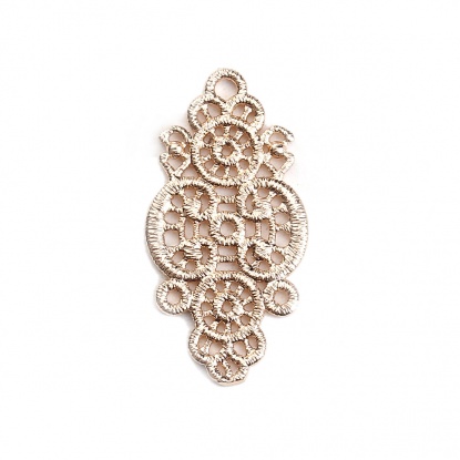 Picture of Copper Metal Lace Pendants Gold Plated Filigree 30mm(1 1/8") x 15mm( 5/8"), 3 PCs