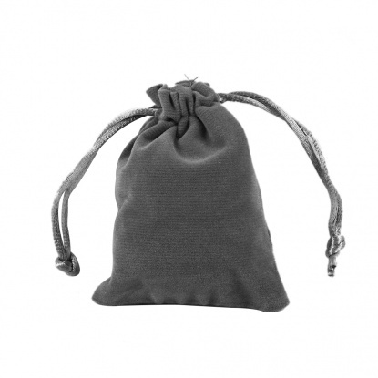 Picture of Velvet Jewelry Gift Bags Drawstring Rectangle Gray (Usable Space: Approx 9cmx6.8cm) 95mm(3 6/8") x 73mm(2 7/8"), 10 PCs