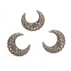 Picture of Zinc Based Alloy Embellishments Half Moon Antique Bronze Filigree Carved 43mm(1 6/8") x 38mm(1 4/8"), 50 PCs