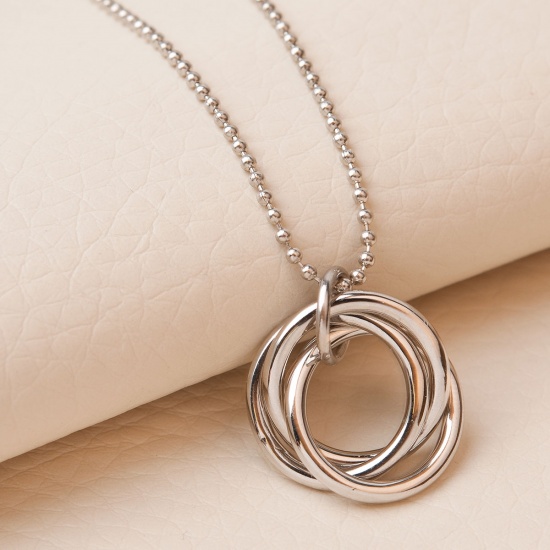 Picture of Ring Necklace Silver Tone Circle Ring 46cm(18 1/8") long, 1 Piece