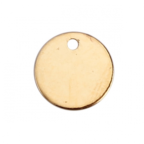 銅 チャーム 円形 金メッキ スタンピング用ブランク タグ 7mm直径、 30 個 の画像