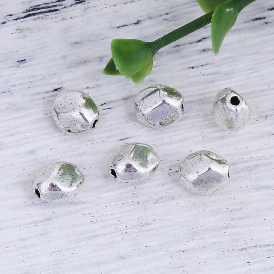 Picture of Zinc Based Alloy Spacer Beads Irregular Antique Silver 7mm x 6mm, Hole: Approx 1.2mm, 100 PCs