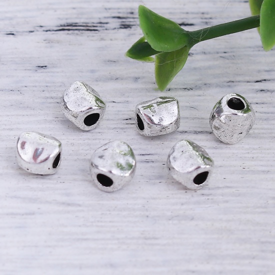 Picture of Zinc Based Alloy Spacer Beads Round Antique Silver 5mm x 5mm, Hole: Approx 1.8mm, 200 PCs