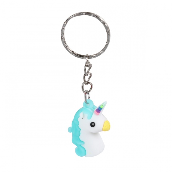 Picture of Slimy Gel Keychain & Keyring Horse White Green Blue 80mm, 2 PCs