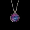 Picture of Glass Galaxy Necklace Silver Plated Fuchsia Round Galaxy Universe 52cm(20 4/8") long, 1 Piece